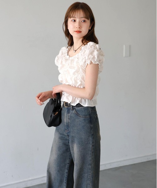 tiptop(ティップトップ)の「ランダムシャーリング2wayブラウス(シャツ/ブラウス・レディース・ホワイト系その他/ブラック/サックスブルー/オフホワイト/ブラック系その他・FREE)」の13枚目の写真