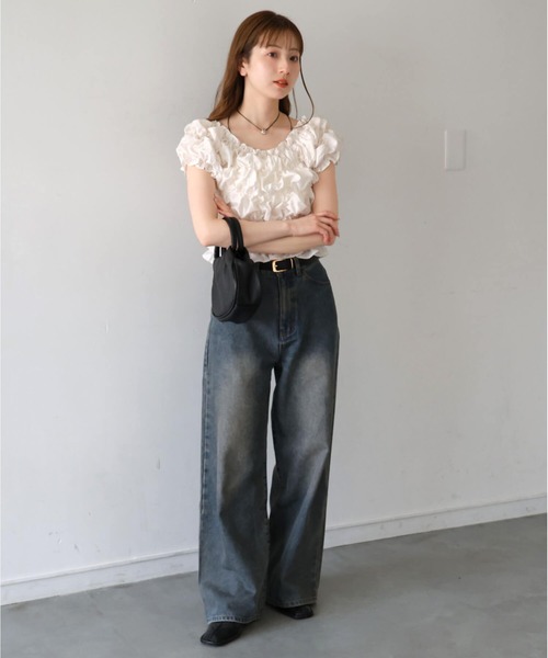 tiptop(ティップトップ)の「ランダムシャーリング2wayブラウス(シャツ/ブラウス・レディース・ホワイト系その他/ブラック/サックスブルー/オフホワイト/ブラック系その他・FREE)」の14枚目の写真