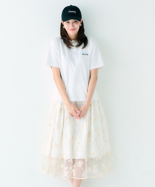 Chesty(チェスティー)の「【ZOZO先行】刺繍Tシャツ(logo)(Tシャツ/カットソー・レディース・ホワイト×ピンク/ネイビー×ホワイト/ホワイト×ブルー・FREE)」の9枚目の写真