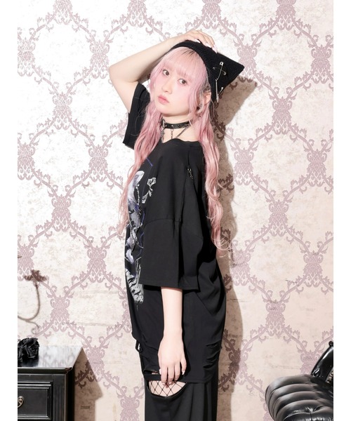 NOEMIE（ノエミー）の「病みくまチェーンユニセックスＴシャツ（Tシャツ/カットソー・レディース・ブルー/パープル/レッド/オフホワイト・M）」の9枚目の写真