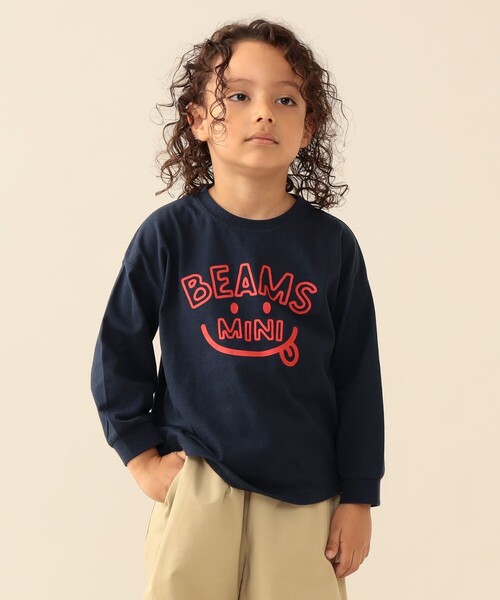 BEAMS mini(ビームスミニ)の「スマイル ビッグ ロングスリーブ Tシャツ 2026FW(90~140cm)通園 通学 カジュアル プチプラ キッズ(Tシャツ/カットソー・キッズ・ピンク/イエロー/ネイビー/ホワイト系その他5・100/90/140/130/120/110)」の3枚目の写真