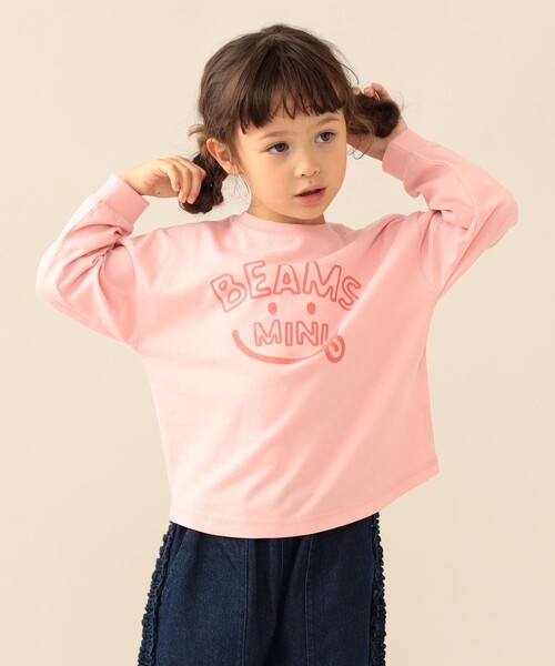 BEAMS mini(ビームスミニ)の「スマイル ビッグ ロングスリーブ Tシャツ 2026FW(90~140cm)通園 通学 カジュアル プチプラ キッズ(Tシャツ/カットソー・キッズ・ピンク/イエロー/ネイビー/ホワイト系その他5・100/90/140/130/120/110)」の1枚目の写真