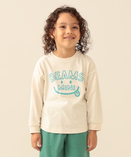 BEAMS mini(ビームスミニ)の「スマイル ビッグ ロングスリーブ Tシャツ 2026FW(90~140cm)通園 通学 カジュアル プチプラ キッズ(Tシャツ/カットソー・キッズ・ピンク/イエロー/ネイビー/ホワイト系その他5・100/90/140/130/120/110)」の2枚目の写真