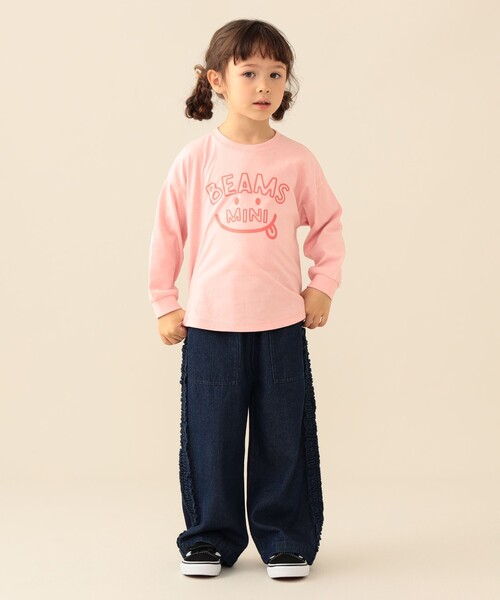BEAMS mini(ビームスミニ)の「スマイル ビッグ ロングスリーブ Tシャツ 2026FW(90~140cm)通園 通学 カジュアル プチプラ キッズ(Tシャツ/カットソー・キッズ・ピンク/イエロー/ネイビー/ホワイト系その他5・100/90/140/130/120/110)」の7枚目の写真