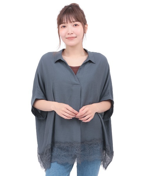 チチカカ(チチカカ)の「裾レーススキッパーブラウス(シャツ/ブラウス・レディース・ホワイト/ブラウン/ブラック・FREE)」の8枚目の写真
