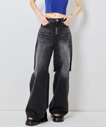 JOHN LAWRENCE SULLIVAN | 【JOHN LAWRENCE SULLIVAN/ジョンローレンスサリバン】《STUDIOUS別注》 WASHED DENIM CUT OUT WIDE PANTS/ウォッシュドデニムカットアウトワイドパンツ(デニムパンツ)
