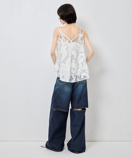 JOHN LAWRENCE SULLIVAN(ジョンローレンスサリバン)の「【JOHN LAWRENCE SULLIVAN/ジョンローレンスサリバン】《STUDIOUS別注》 WASHED DENIM CUT OUT WIDE PANTS/ウォッシュドデニムカットアウトワイドパンツ(デニムパンツ・レディース・ブラック/ダークインディゴブルー・XS/M/S)」の14枚目の写真