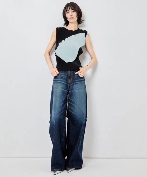 JOHN LAWRENCE SULLIVAN(ジョンローレンスサリバン)の「【JOHN LAWRENCE SULLIVAN/ジョンローレンスサリバン】《STUDIOUS別注》 WASHED DENIM CUT OUT WIDE PANTS/ウォッシュドデニムカットアウトワイドパンツ(デニムパンツ・レディース・ブラック/ダークインディゴブルー・XS/M/S)」の15枚目の写真