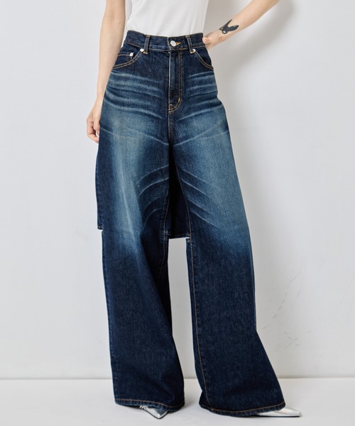JOHN LAWRENCE SULLIVAN(ジョンローレンスサリバン)の「【JOHN LAWRENCE SULLIVAN/ジョンローレンスサリバン】《STUDIOUS別注》 WASHED DENIM CUT OUT WIDE PANTS/ウォッシュドデニムカットアウトワイドパンツ(デニムパンツ・レディース・ブラック/ダークインディゴブルー・XS/M/S)」の16枚目の写真