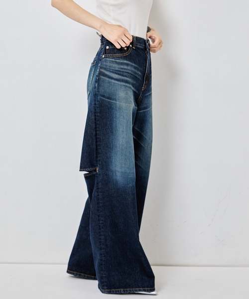 JOHN LAWRENCE SULLIVAN(ジョンローレンスサリバン)の「【JOHN LAWRENCE SULLIVAN/ジョンローレンスサリバン】《STUDIOUS別注》 WASHED DENIM CUT OUT WIDE PANTS/ウォッシュドデニムカットアウトワイドパンツ(デニムパンツ・レディース・ブラック/ダークインディゴブルー・XS/M/S)」の18枚目の写真