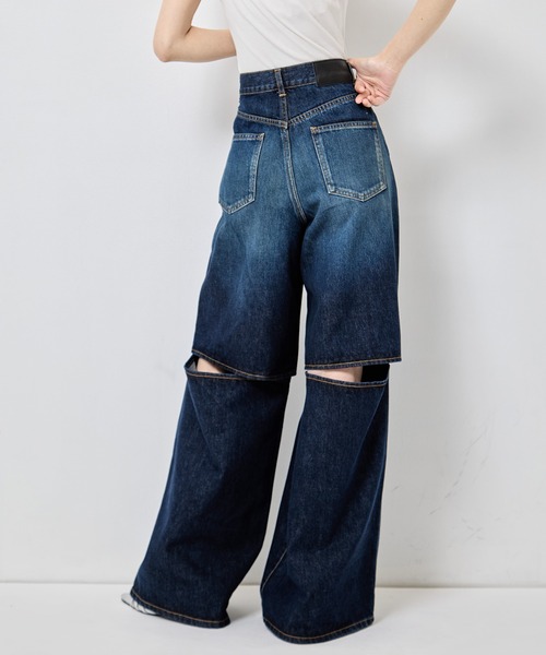 JOHN LAWRENCE SULLIVAN(ジョンローレンスサリバン)の「【JOHN LAWRENCE SULLIVAN/ジョンローレンスサリバン】《STUDIOUS別注》 WASHED DENIM CUT OUT WIDE PANTS/ウォッシュドデニムカットアウトワイドパンツ(デニムパンツ・レディース・ブラック/ダークインディゴブルー・XS/M/S)」の21枚目の写真