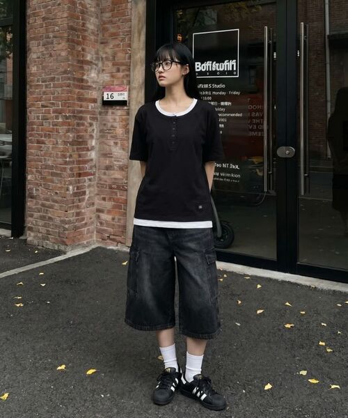 BASIC LABEL（ベーシックラベル）の「Lily Cargo Capri Bermuda Denim Shorts Pants 5 Color [BLSD_8501]（その他パンツ・レディース・ネイビー/グレー/ブラック/マルチ/ブルー・2XL/X-LARGE/LARGE/MEDIUM/SMALL/X-SMALL）」の10枚目の写真