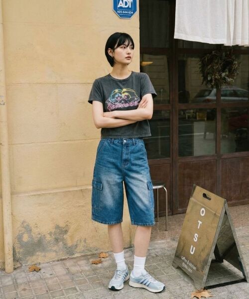 BASIC LABEL（ベーシックラベル）の「Lily Cargo Capri Bermuda Denim Shorts Pants 5 Color [BLSD_8501]（その他パンツ・レディース・ネイビー/グレー/ブラック/マルチ/ブルー・2XL/X-LARGE/LARGE/MEDIUM/SMALL/X-SMALL）」の13枚目の写真