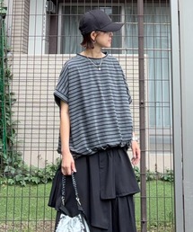 notch. | 【 notch. by KR 】ボーダードルマンドローコードTシャツ(Tシャツ/カットソー)