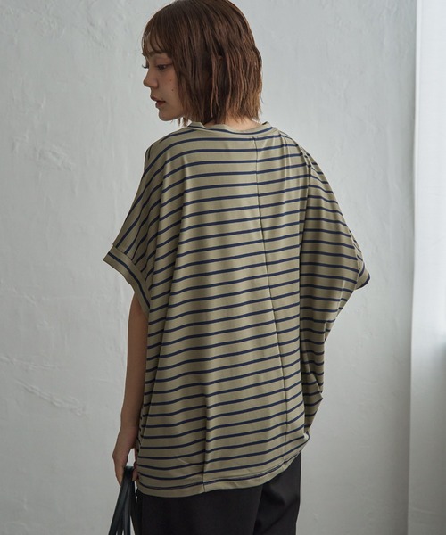 notch.(ノッチ)の「【 notch. by KR 】ボーダードルマンドローコードTシャツ(Tシャツ/カットソー・レディース・ネイビー/オリーブ/ダークグレー/オフホワイト・M)」の15枚目の写真