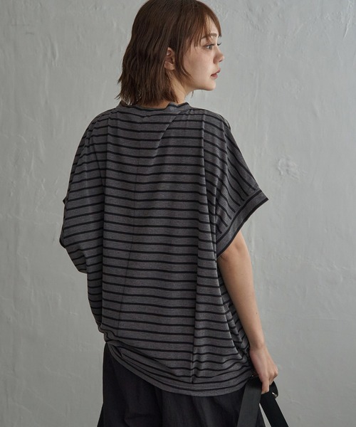 notch.(ノッチ)の「【 notch. by KR 】ボーダードルマンドローコードTシャツ(Tシャツ/カットソー・レディース・ネイビー/オリーブ/ダークグレー/オフホワイト・M)」の11枚目の写真