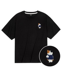 クールコットンバッグ三色ニャン刺繍半袖Tシャツ