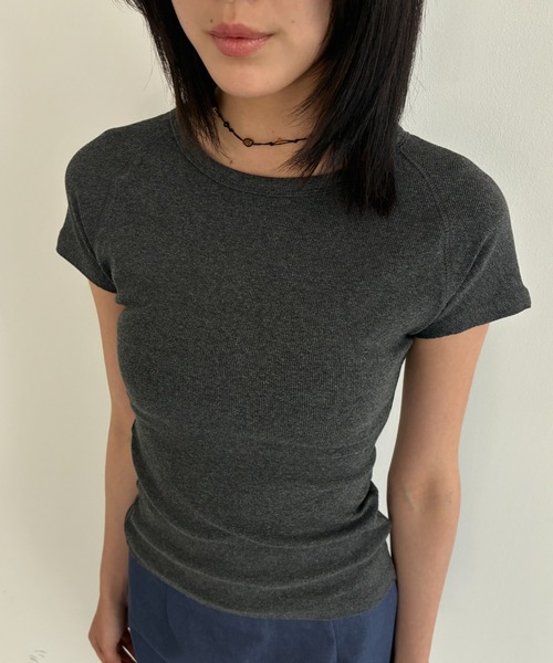 FUULLY STUDIO(フーリィーステューディオ)の「ベーシックラグランTEE(Tシャツ/カットソー・レディース・チャコールグレー/イエロー/ブルー・FREE)」の6枚目の写真