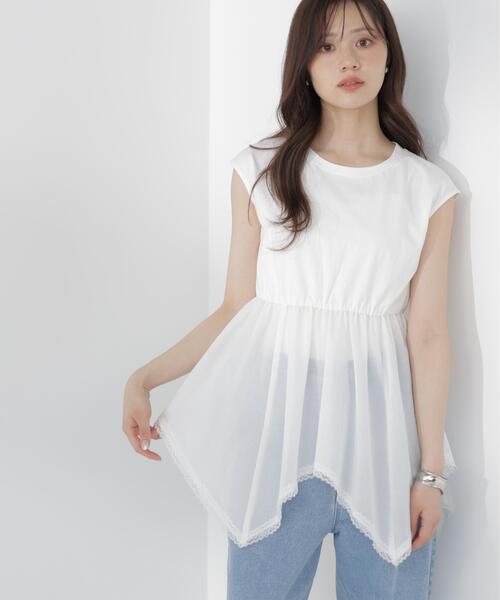 PROPORTION BODY DRESSING(プロポーションボディドレッシング)の「<E>ハンカチーフカットトップス / 1216267703(Tシャツ/カットソー・レディース・ブラック/ホワイト・FREE)」の1枚目の写真