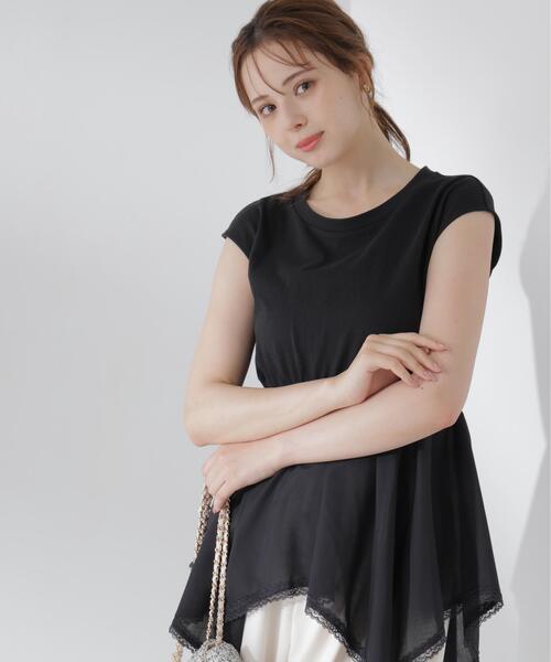 PROPORTION BODY DRESSING(プロポーションボディドレッシング)の「<E>ハンカチーフカットトップス / 1216267703(Tシャツ/カットソー・レディース・ブラック/ホワイト・FREE)」の2枚目の写真