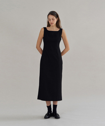 Boat Neck Wool Dress_Black