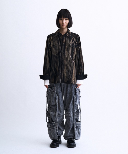 PHILTHEORY(フィルセオリー)の「Faded velour Shirt / フェイデットベロアシャツ(シャツ/ブラウス・メンズ・パープル/ブラック・2/1/3)」の3枚目の写真