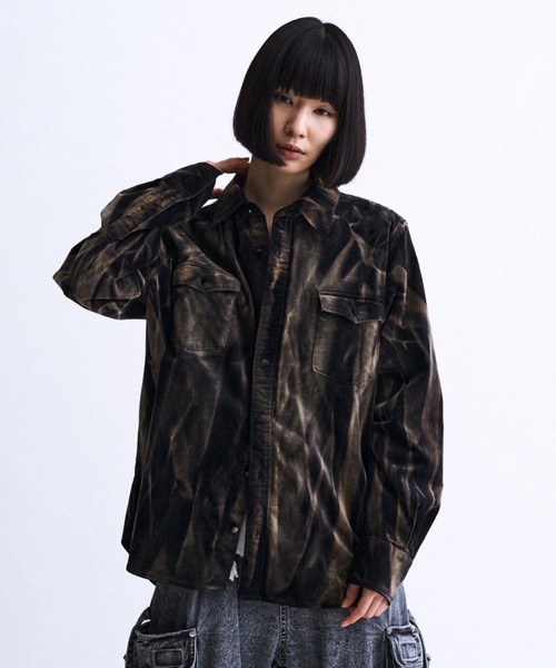 PHILTHEORY(フィルセオリー)の「Faded velour Shirt / フェイデットベロアシャツ(シャツ/ブラウス・メンズ・パープル/ブラック・2/1/3)」の6枚目の写真