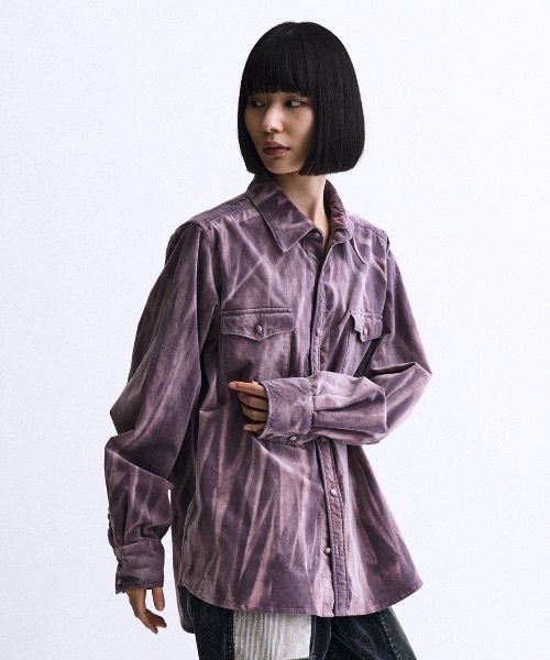 PHILTHEORY(フィルセオリー)の「Faded velour Shirt / フェイデットベロアシャツ(シャツ/ブラウス・メンズ・パープル/ブラック・2/1/3)」の10枚目の写真