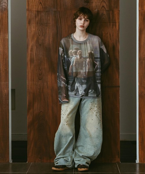 Knuth Marf(クヌースマーフ)の「Knuth Marf / クヌースマーフ school sheer long-sleeve tee(Tシャツ/カットソー・レディース・グレー・FREE)」の2枚目の写真