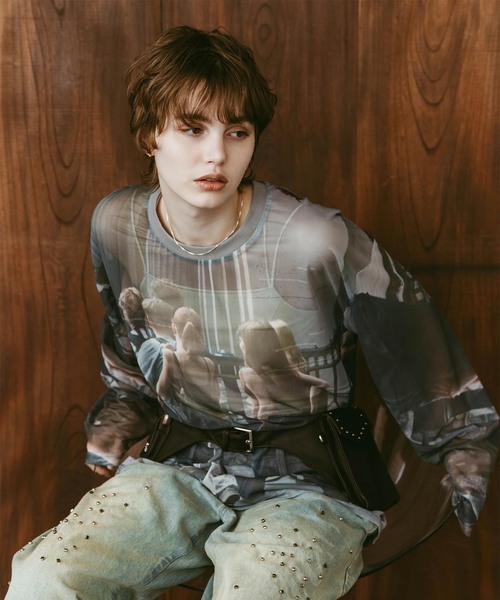 Knuth Marf(クヌースマーフ)の「Knuth Marf / クヌースマーフ school sheer long-sleeve tee(Tシャツ/カットソー・レディース・グレー・FREE)」の6枚目の写真
