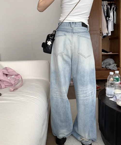 DEVICE(デバイス)の「ワイド ストレート ルーズ デニム パンツ(デニムパンツ・レディース・ブルー・FREE)」の9枚目の写真