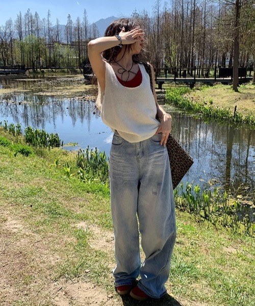 DEVICE(デバイス)の「ワイド ストレート ルーズ デニム パンツ(デニムパンツ・レディース・ブルー・FREE)」の11枚目の写真
