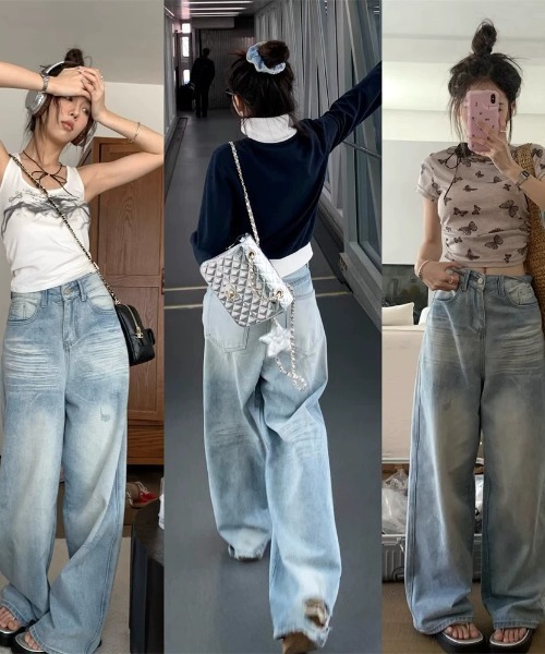 DEVICE(デバイス)の「ワイド ストレート ルーズ デニム パンツ(デニムパンツ・レディース・ブルー・FREE)」の16枚目の写真