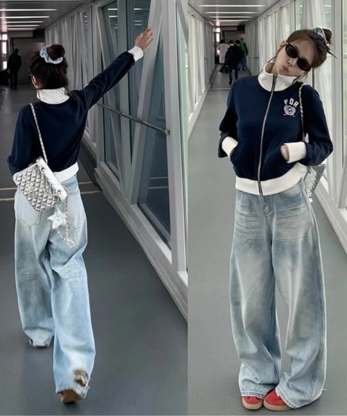 DEVICE(デバイス)の「ワイド ストレート ルーズ デニム パンツ(デニムパンツ・レディース・ブルー・FREE)」の17枚目の写真