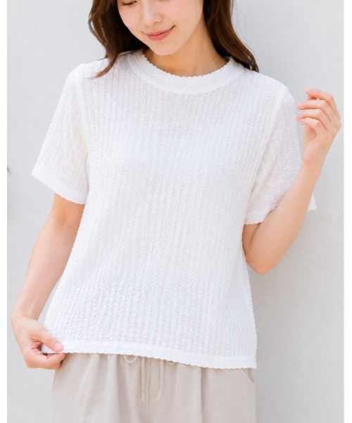 FAZVY（ファズビー）の「半袖ジャガードプルオーバー（シャツ/ブラウス・レディース・ブラック/スカイブルー/ベージュ/ホワイト・M）」の19枚目の写真