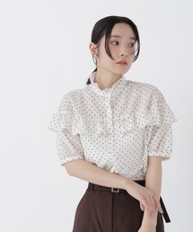 NATURAL BEAUTY BASIC | フロッキードットフリルブラウス(シャツ/ブラウス)