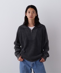 YLEVE / FADED STONEWASH KNIT ZIP PULLOVER