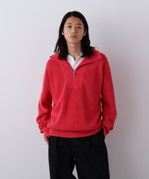 YLEVE / FADED STONEWASH KNIT ZIP PULLOVER