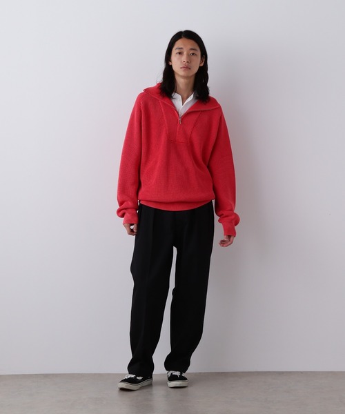 YLEVE(イレーヴ)の「YLEVE / FADED STONEWASH KNIT ZIP PULLOVER(ニット/セーター・メンズ・グレー/レッド/ネイビー・5)」の11枚目の写真