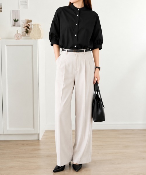 Miniministore(ミニミニストア)の「ボリュームスリーブシャツブラウス半袖春夏(シャツ/ブラウス・レディース・ブラック系2/ブラック系1/ホワイト/ネイビー・FREE)」の17枚目の写真