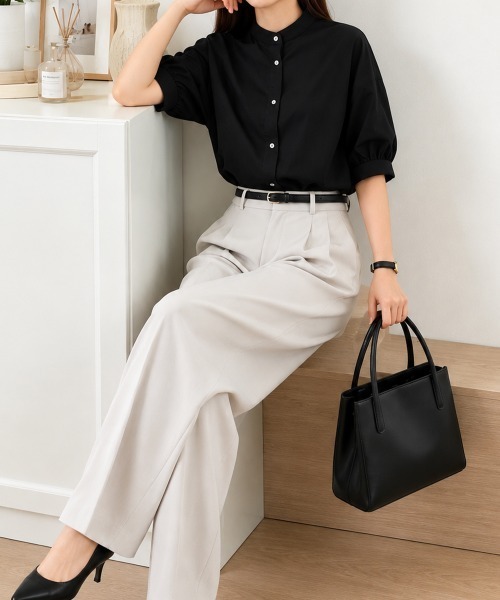 Miniministore(ミニミニストア)の「ボリュームスリーブシャツブラウス半袖春夏(シャツ/ブラウス・レディース・ブラック系2/ブラック系1/ホワイト/ネイビー・FREE)」の19枚目の写真