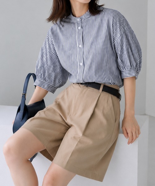 Miniministore(ミニミニストア)の「ボリュームスリーブシャツブラウス半袖春夏(シャツ/ブラウス・レディース・ブラック系2/ブラック系1/ホワイト/ネイビー・FREE)」の22枚目の写真
