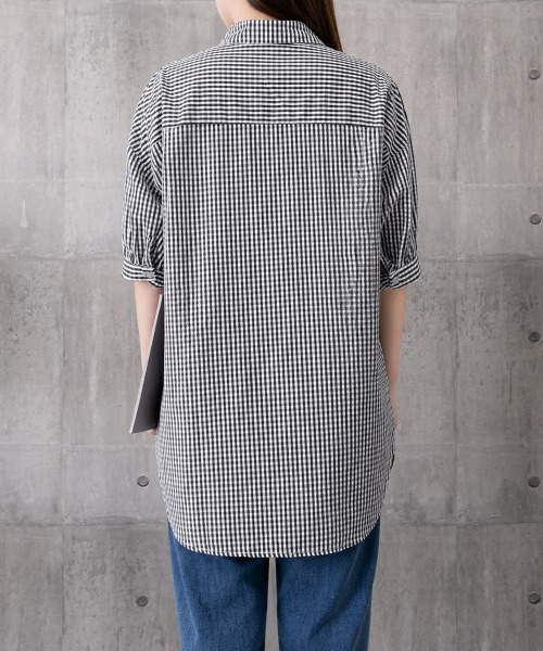 Miniministore(ミニミニストア)の「ボリュームスリーブシャツブラウス半袖春夏(シャツ/ブラウス・レディース・ブラック系2/ブラック系1/ホワイト/ネイビー・FREE)」の16枚目の写真