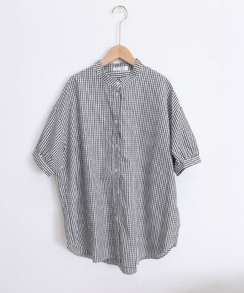 Miniministore(ミニミニストア)の「ボリュームスリーブシャツブラウス半袖春夏(シャツ/ブラウス・レディース・ブラック系2/ブラック系1/ホワイト/ネイビー・FREE)」の6枚目の写真
