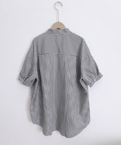 Miniministore(ミニミニストア)の「ボリュームスリーブシャツブラウス半袖春夏(シャツ/ブラウス・レディース・ブラック系2/ブラック系1/ホワイト/ネイビー・FREE)」の7枚目の写真