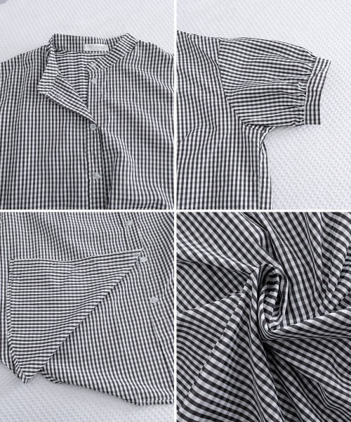Miniministore(ミニミニストア)の「ボリュームスリーブシャツブラウス半袖春夏(シャツ/ブラウス・レディース・ブラック系2/ブラック系1/ホワイト/ネイビー・FREE)」の8枚目の写真