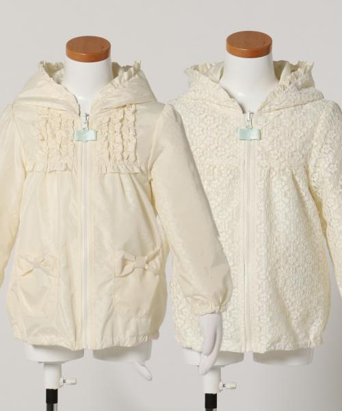 ANY（エニィ）の「【KIDS】リバーシブル　ポリエステルタフタ×レース　ブルゾン（その他アウター・キッズ・ピンク系/サックスブルー系/ふじ色系/アイボリー系・100/110/130/120/90）」の2枚目の写真