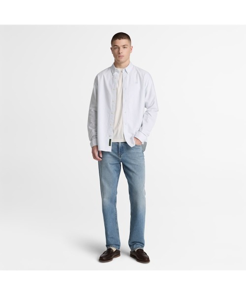 Timberland(ティンバーランド)の「長袖 ストライプ オックスフォード シャツ メンズ(シャツ/ブラウス・メンズ・スカイブルー・XX-LARGE/X-LARGE/MEDIUM/LARGE)」の2枚目の写真