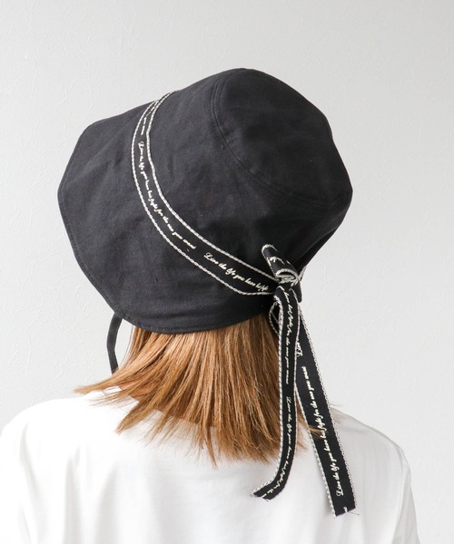 Three Four Time(スリーフォータイム)の「ロゴ入りリボンHAT(ハット・レディース・ブラック/ベージュ・FREE)」の5枚目の写真
