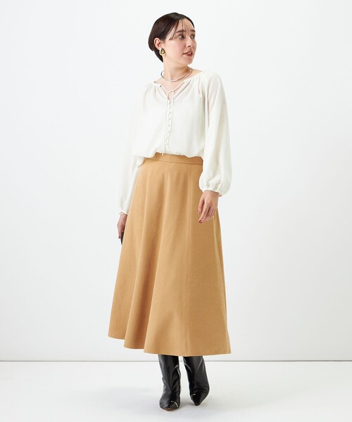 NOLLEY’S(ノーリーズ)の「ウォッシャブルスエードフレアスカート(スカート・レディース・ベージュ/ダークブラウン・38/36)」の9枚目の写真